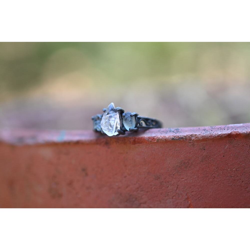 Montana sapphire and Lake county diamond ring